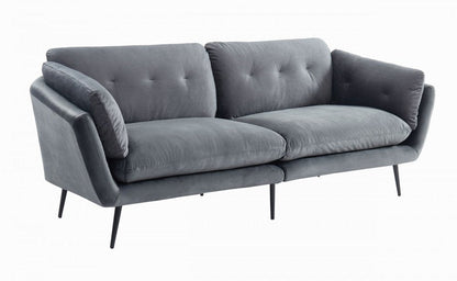84" Dark Gray Sofa With Black Legs HomeRoots