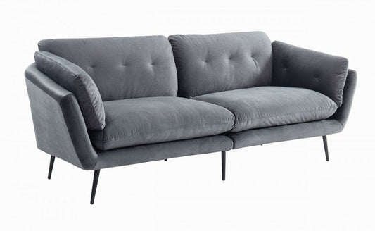84" Dark Gray Sofa With Black Legs HomeRoots