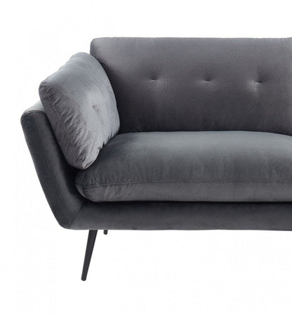 84" Dark Gray Sofa With Black Legs HomeRoots