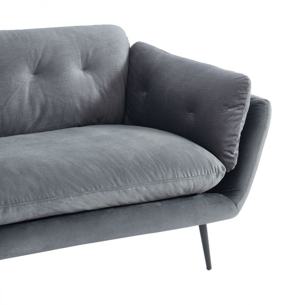 84" Dark Gray Sofa With Black Legs HomeRoots