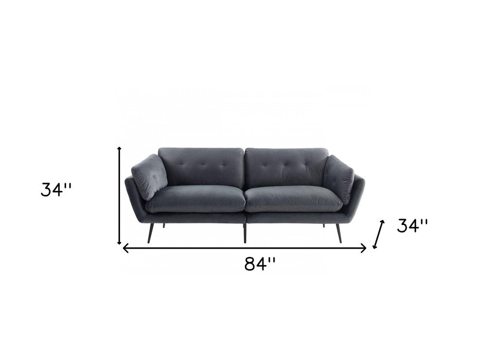 84" Dark Gray Sofa With Black Legs HomeRoots