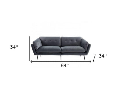 84" Dark Gray Sofa With Black Legs HomeRoots