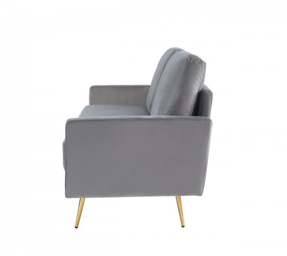 72" Gray Velvet Sofa With Brass Legs HomeRoots