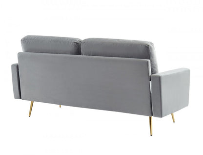 72" Gray Velvet Sofa With Brass Legs HomeRoots