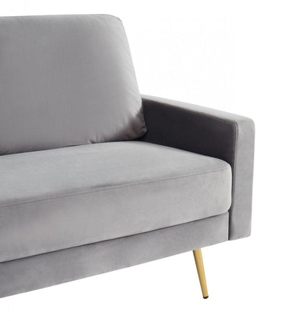 72" Gray Velvet Sofa With Brass Legs HomeRoots
