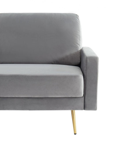 72" Gray Velvet Sofa With Brass Legs HomeRoots