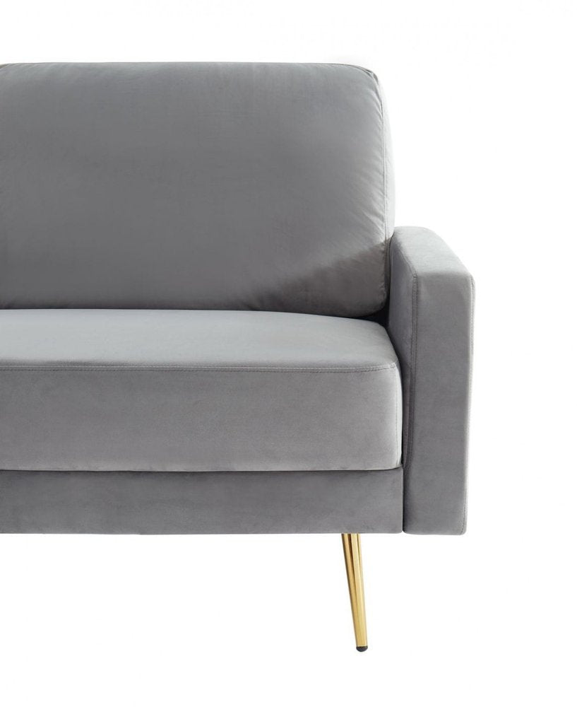 72" Gray Velvet Sofa With Brass Legs HomeRoots