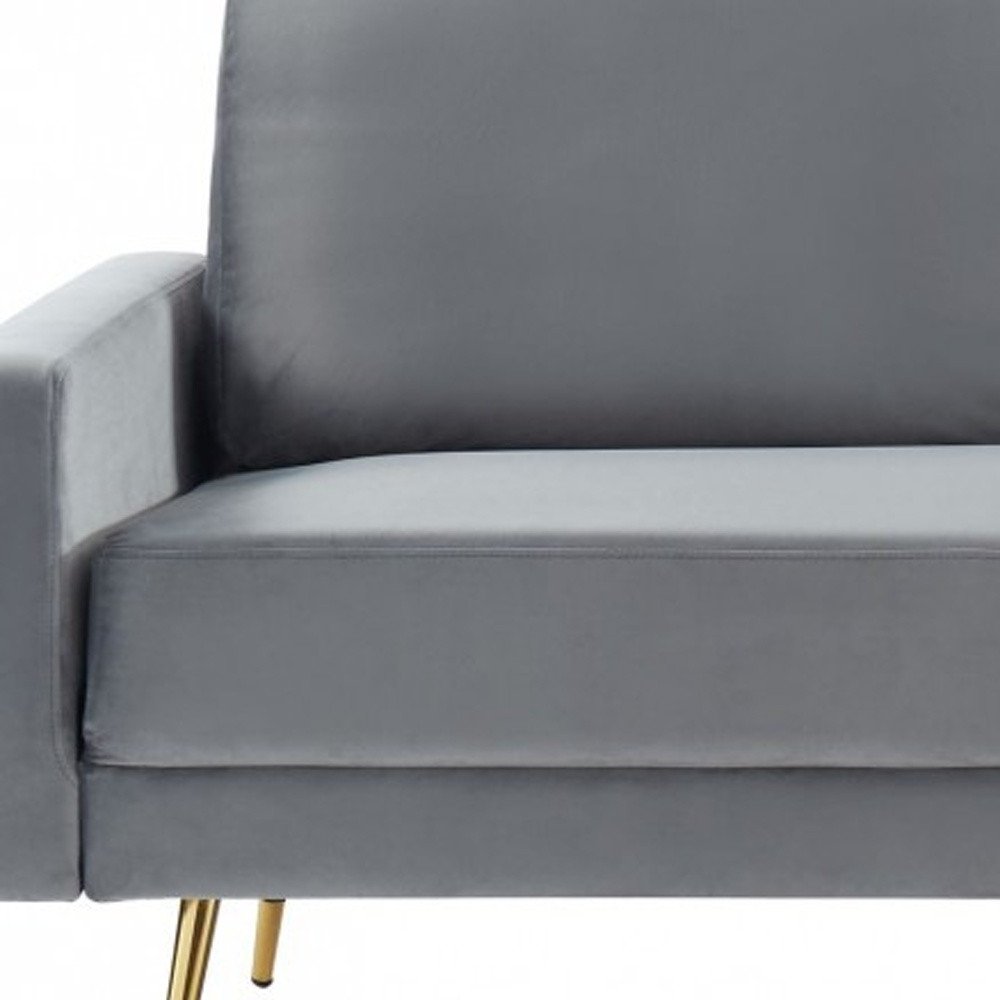 72" Gray Velvet Sofa With Brass Legs HomeRoots