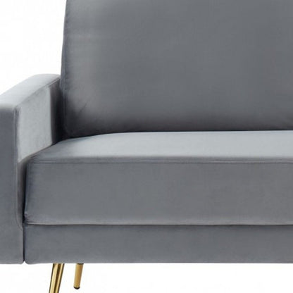 72" Gray Velvet Sofa With Brass Legs HomeRoots