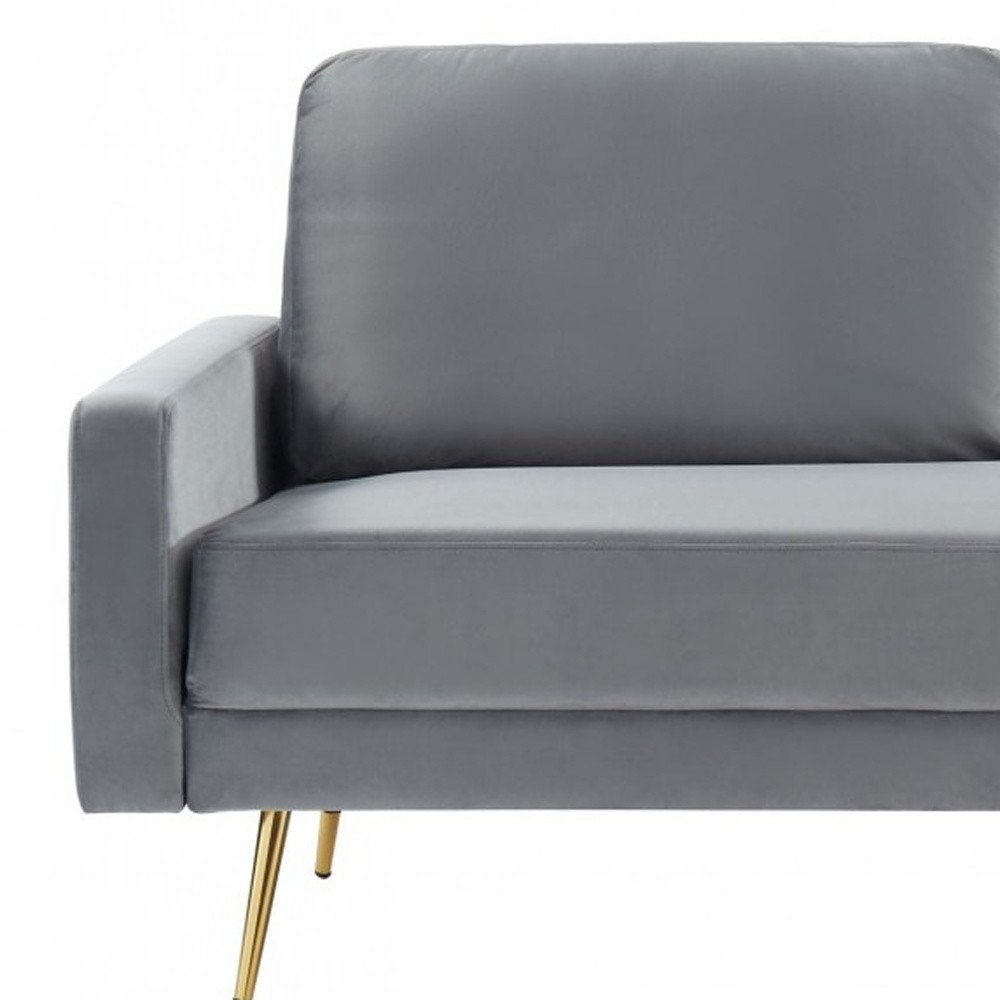 72" Gray Velvet Sofa With Brass Legs HomeRoots