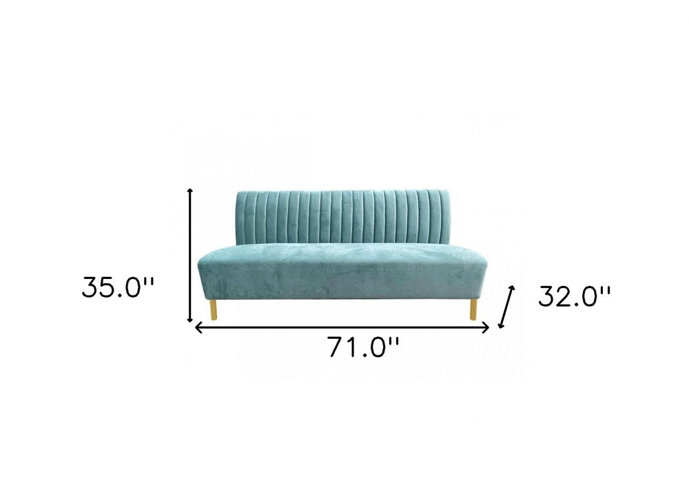 71" Light Gray Velvet Sofa With Gold Legs HomeRoots