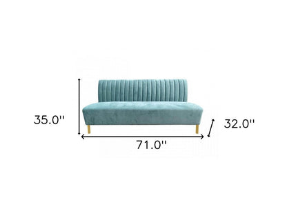 71" Light Gray Velvet Sofa With Gold Legs HomeRoots