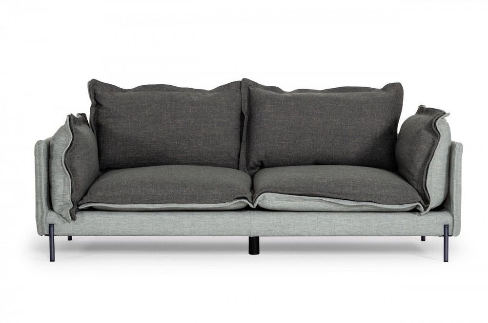 87" Dark Gray Polyester Blend Sofa With Silver Legs HomeRoots