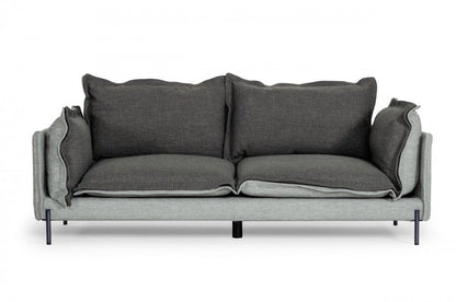87" Dark Gray Polyester Blend Sofa With Silver Legs HomeRoots