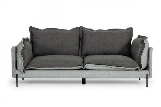 87" Dark Gray Polyester Blend Sofa With Silver Legs HomeRoots