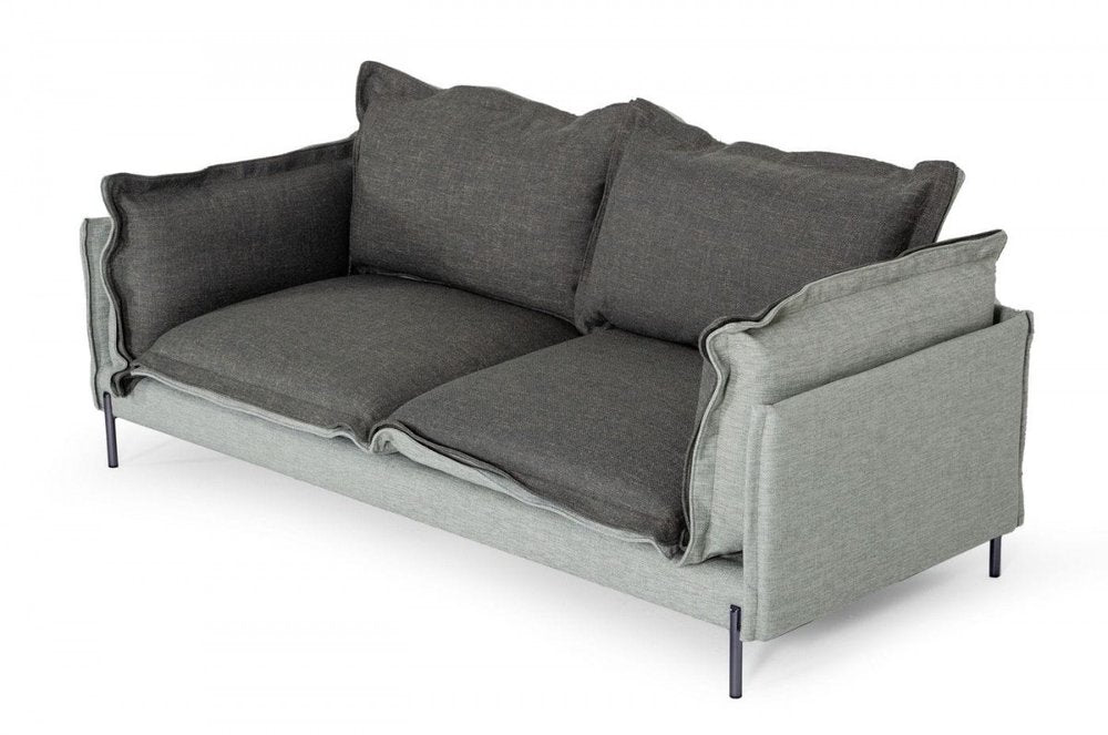 87" Dark Gray Polyester Blend Sofa With Silver Legs HomeRoots