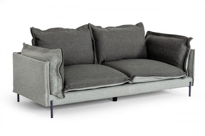 87" Dark Gray Polyester Blend Sofa With Silver Legs HomeRoots