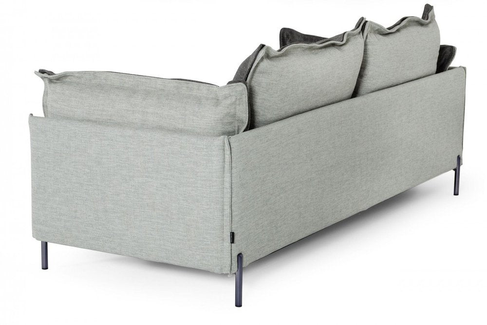 87" Dark Gray Polyester Blend Sofa With Silver Legs HomeRoots