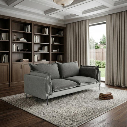 87" Dark Gray Polyester Blend Sofa With Silver Legs HomeRoots
