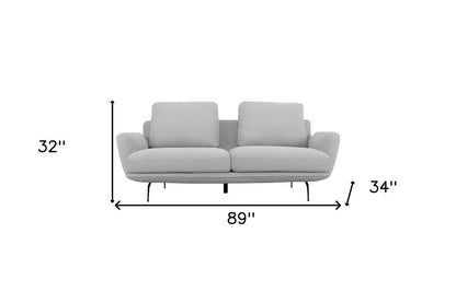 89" Light Gray Sofa With Black Legs HomeRoots