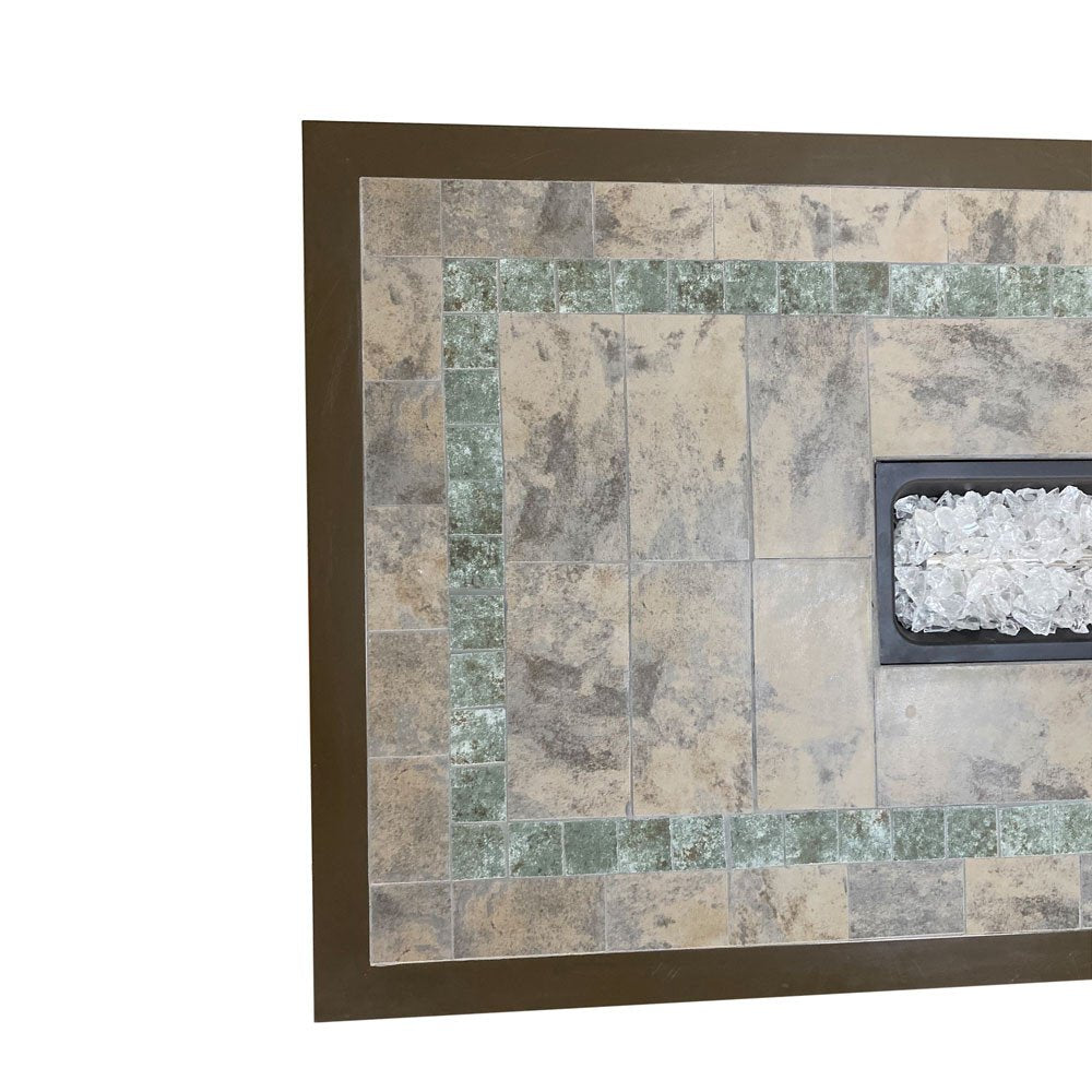 50000 BTU 60" Brown And Clear Glass And Steel Propane Rectangular Fire Pit Table With Cover HomeRoots
