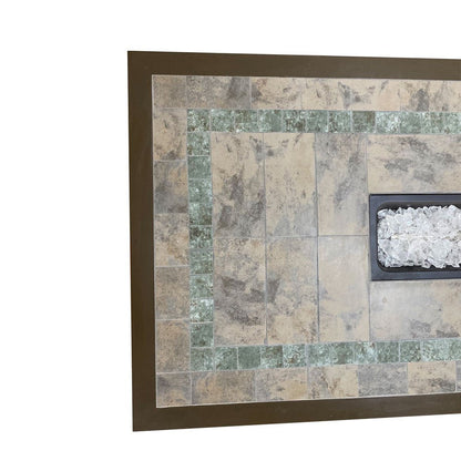50000 BTU 60" Brown And Clear Glass And Steel Propane Rectangular Fire Pit Table With Cover HomeRoots