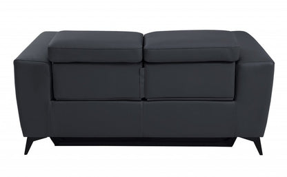65" Gray And Black Italian Leather Power Reclining Loveseat HomeRoots
