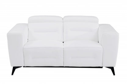 65" White And Black Italian Leather Power Reclining Loveseat HomeRoots