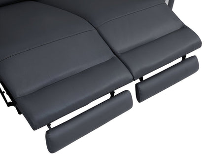 83" Dark Gray Italian Leather USB Reclining Sofa With Silver Legs HomeRoots