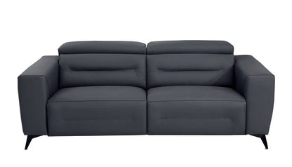83" Gray Italian Leather USB Reclining Sofa With Black Legs HomeRoots