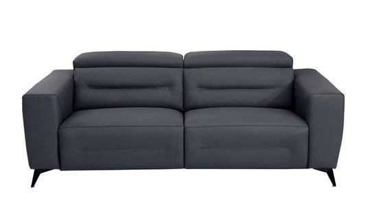 83" Gray Italian Leather USB Reclining Sofa With Black Legs HomeRoots