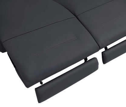 83" Gray Italian Leather USB Reclining Sofa With Black Legs HomeRoots