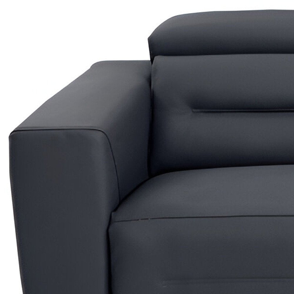 83" Gray Italian Leather USB Reclining Sofa With Black Legs HomeRoots