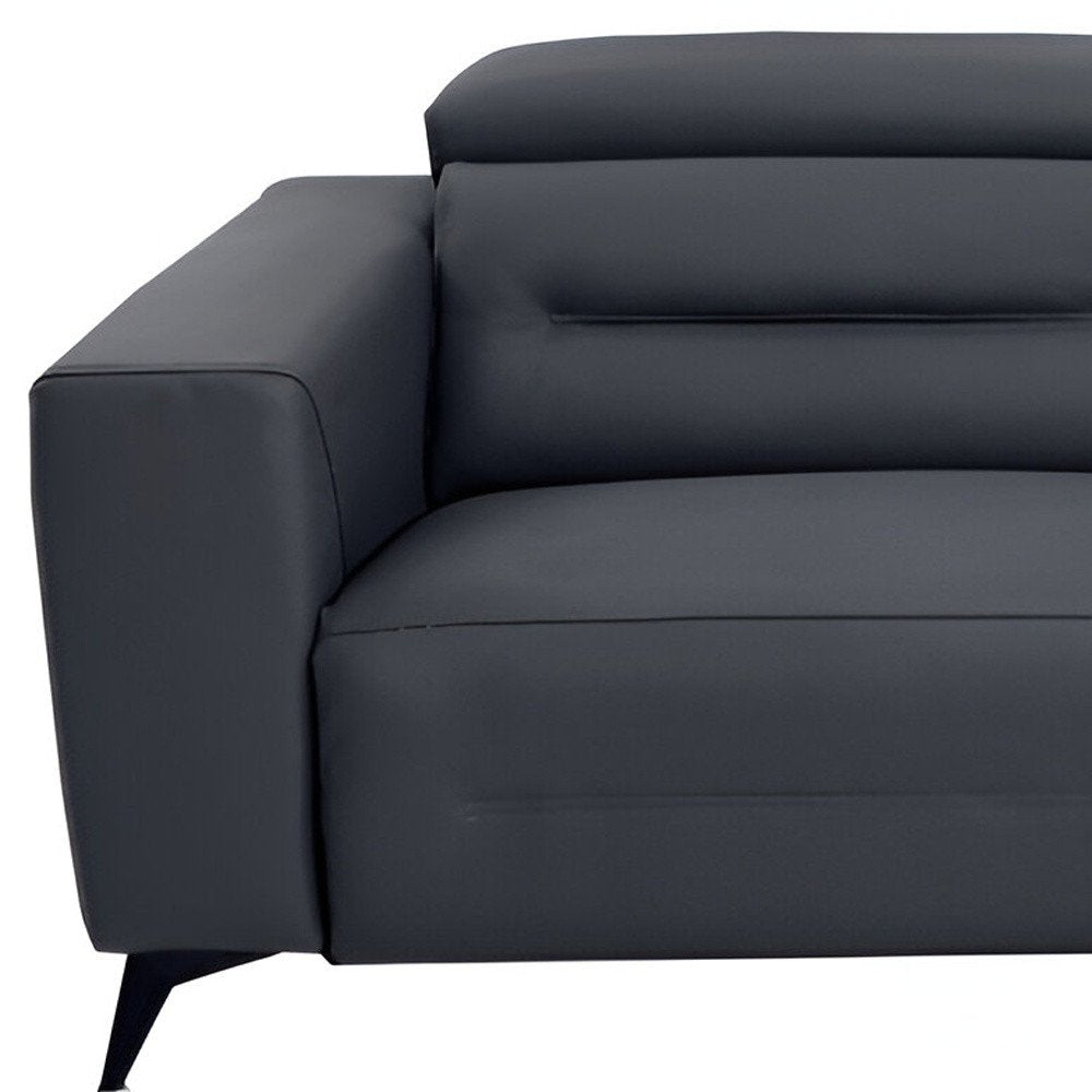 83" Gray Italian Leather USB Reclining Sofa With Black Legs HomeRoots
