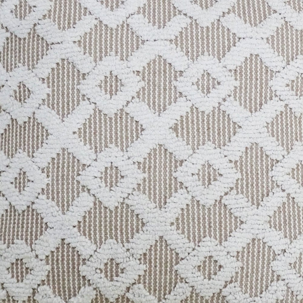 20" X 20" White And Beige Trellis Zippered Cotton Blend Throw Pillow — view 10