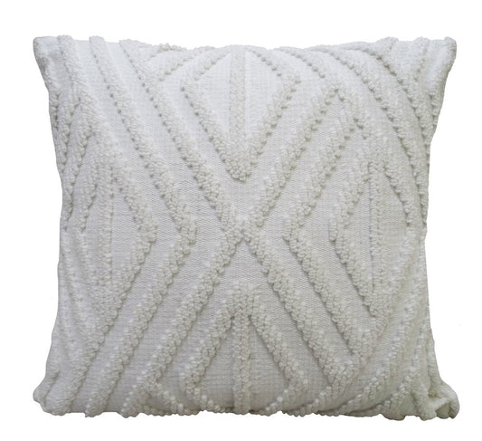 18" X 18" White Zippered Diamond Indoor Outdoor Throw Pillow