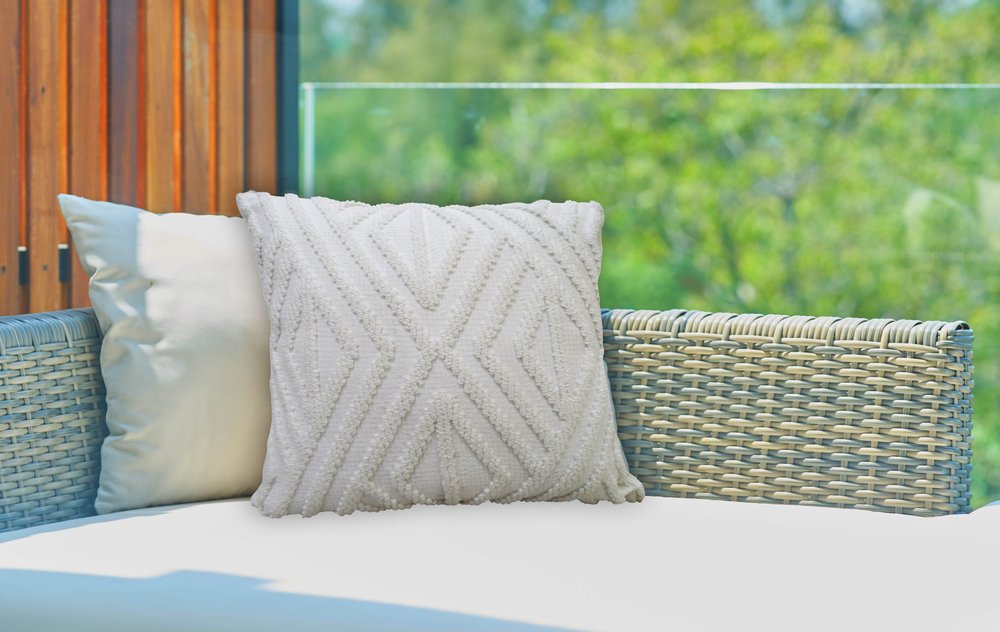 18" X 18" White Zippered Diamond Indoor Outdoor Throw Pillow — view 5