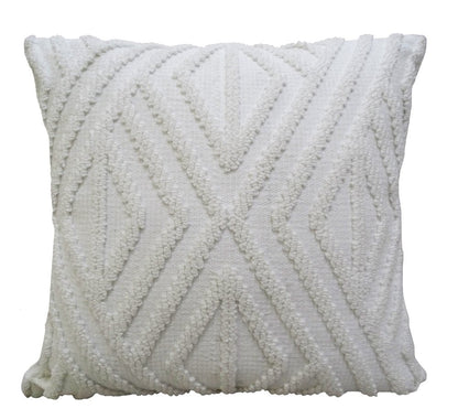 18" X 18" White Zippered Diamond Indoor Outdoor Throw Pillow