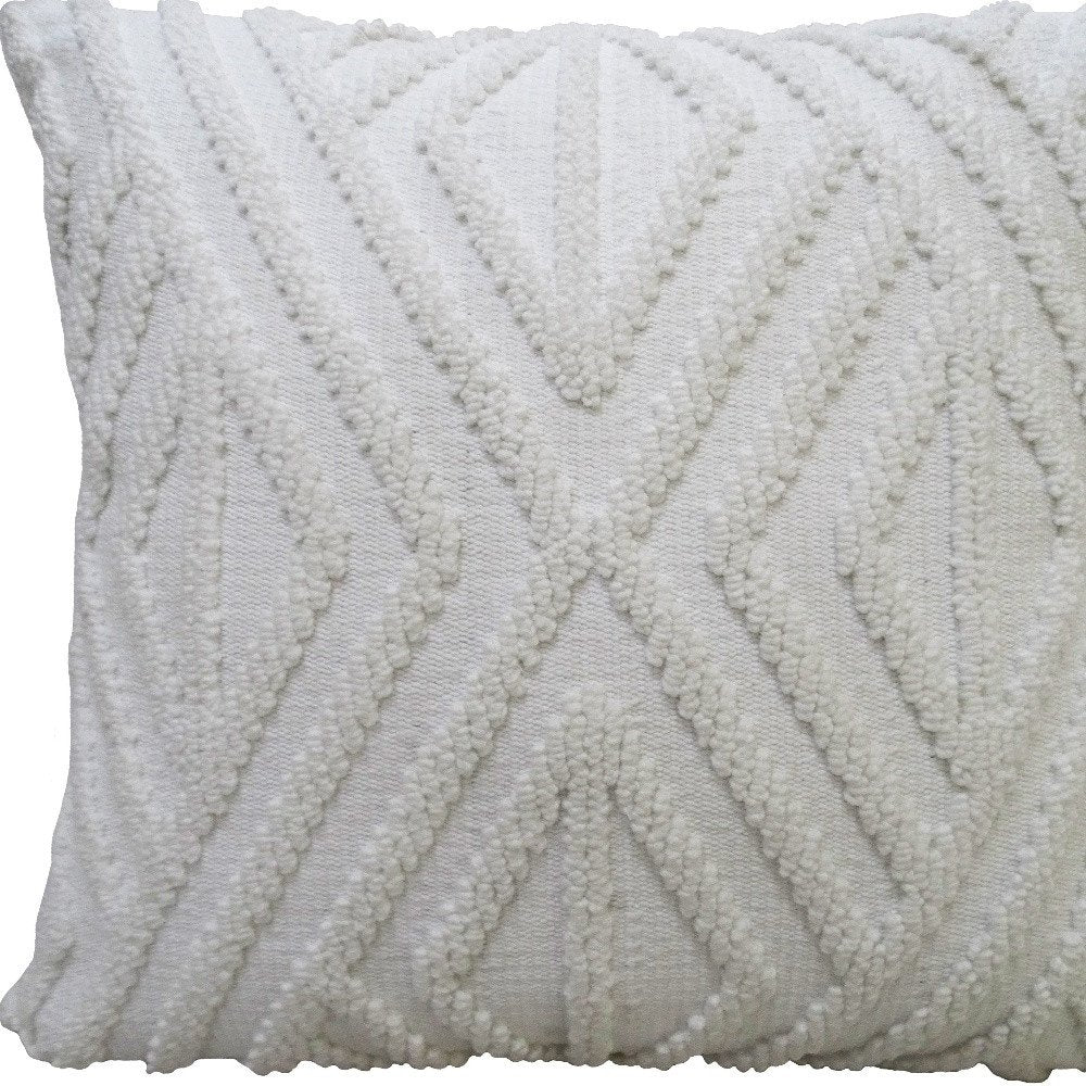 18" X 18" White Zippered Diamond Indoor Outdoor Throw Pillow — view 4