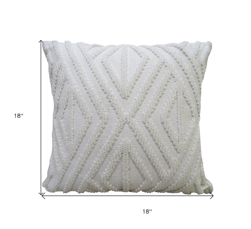 18" X 18" White Zippered Diamond Indoor Outdoor Throw Pillow — view 6
