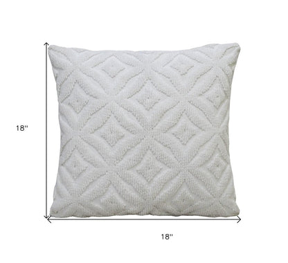 18"x18" White Indoor Outdoor Ogee Decorative Pillow