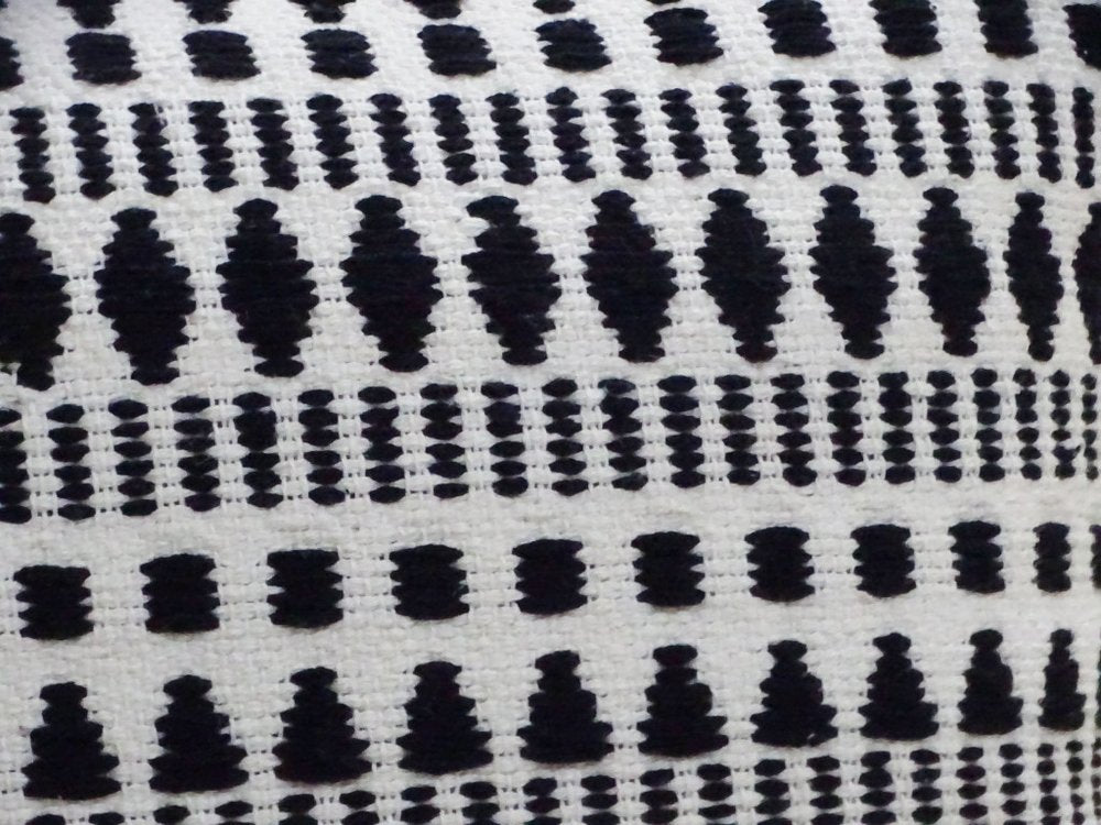 22" Black and White Southwestern Cotton Blend Throw Pillow With Tassels — view 2