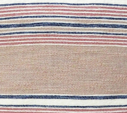 22" X 22" Blue And Tan Striped Handmade Throw Pillow With Tassels