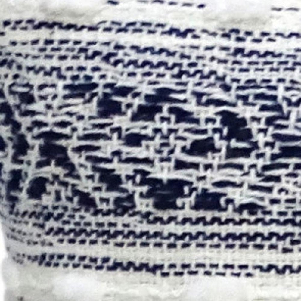 22" X 22" Blue And Peach Southwestern Stripe Handmade Throw Pillow With Tassels — view 4