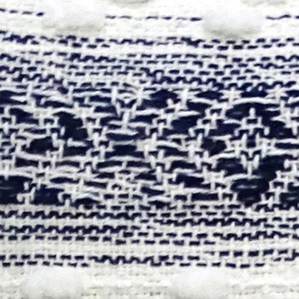 22" X 22" Blue And Peach Southwestern Stripe Handmade Throw Pillow With Tassels — view 5