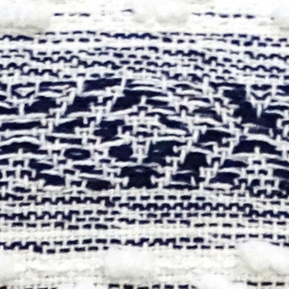 22" X 22" Blue And Peach Southwestern Stripe Handmade Throw Pillow With Tassels