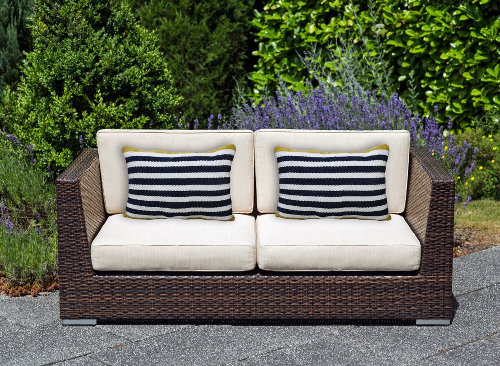 14" X 20" Black And Yellow Zippered Striped Indoor Outdoor Throw Pillow — view 1