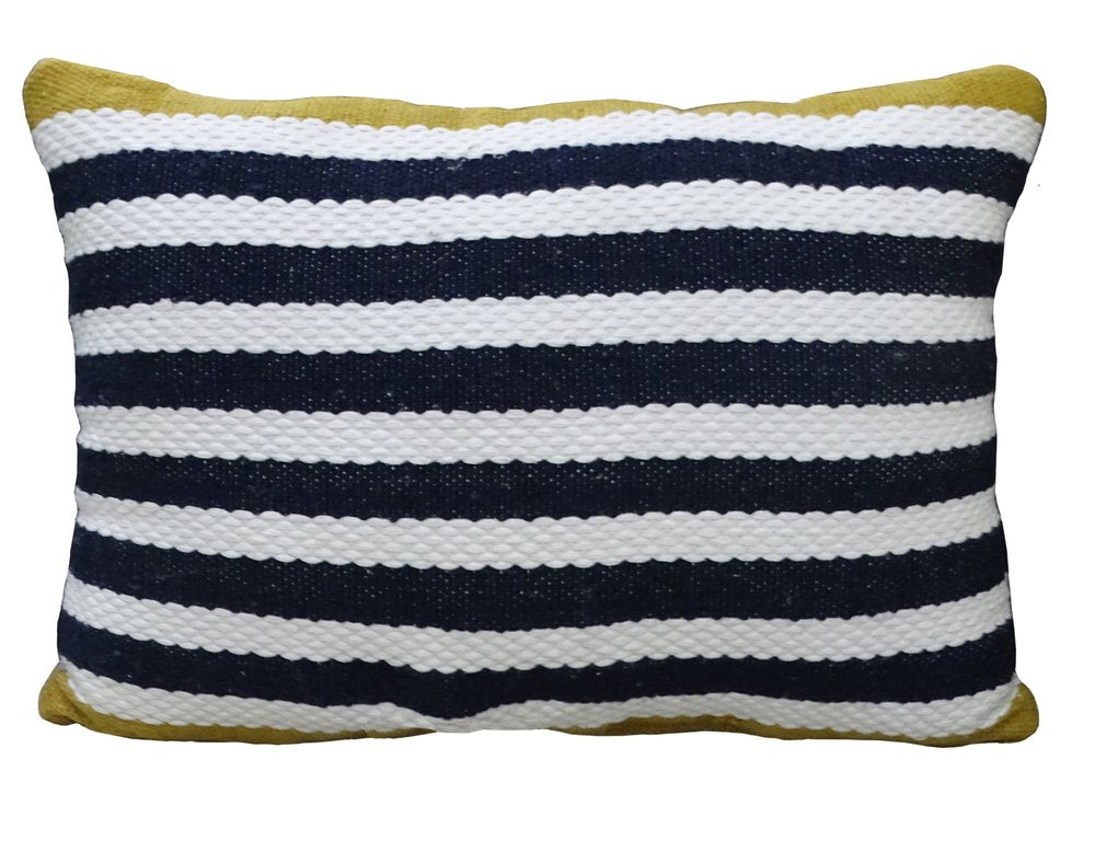 14" X 20" Black And Yellow Zippered Striped Indoor Outdoor Throw Pillow — view 8
