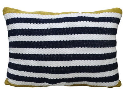 14" X 20" Black And Yellow Zippered Striped Indoor Outdoor Throw Pillow