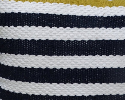 14" X 20" Black And Yellow Zippered Striped Indoor Outdoor Throw Pillow